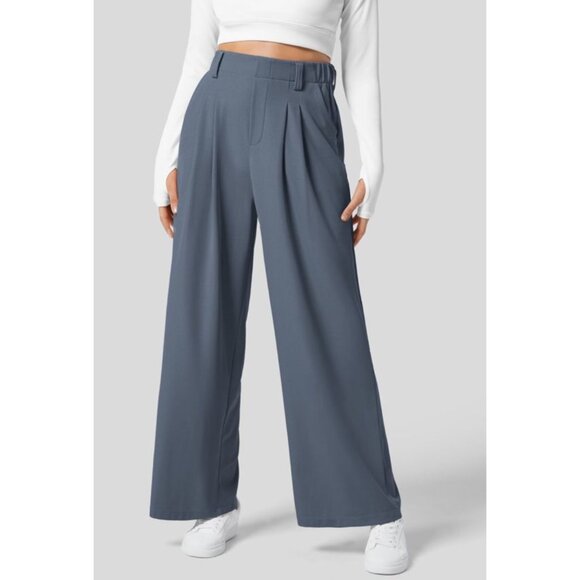 Halara High Waisted Plicated Side Pocket Wide Leg Waffle Pants Sz Small Womens B - Picture 1 of 7